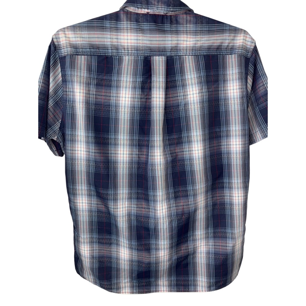 Eddie Bauer Blue Plaid Short Sleeve Hiking Shirt Mesh Lined Mens Medium 11921750 - Picture 3 of 10
